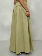 Glamine Vintage Low-Waist Wide Leg Pants, Draped Casual Women's Trousers Brown Pants Brown Wide Leg Pants Wide Pants Skirt Pants
