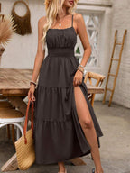 Breezaya Women's Holiday Pleated Cami Dress Maxi Vacation Beach Outfit