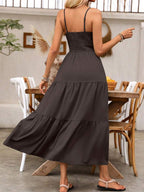 Breezaya Women's Holiday Pleated Cami Dress Maxi Vacation Beach Outfit