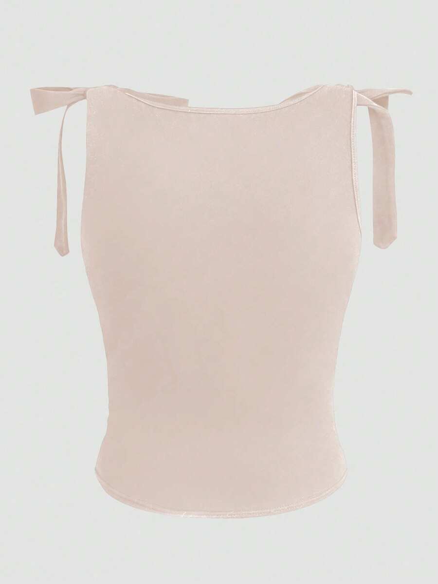 GlowEve Women's Summer Tank Top, Black, Round Neck, Sleeveless, Tie Shoulder Design, Slim Fit, Versatile & Fashionable