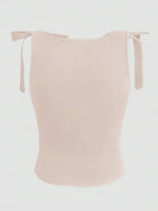 GlowEve Women's Summer Tank Top, Black, Round Neck, Sleeveless, Tie Shoulder Design, Slim Fit, Versatile & Fashionable