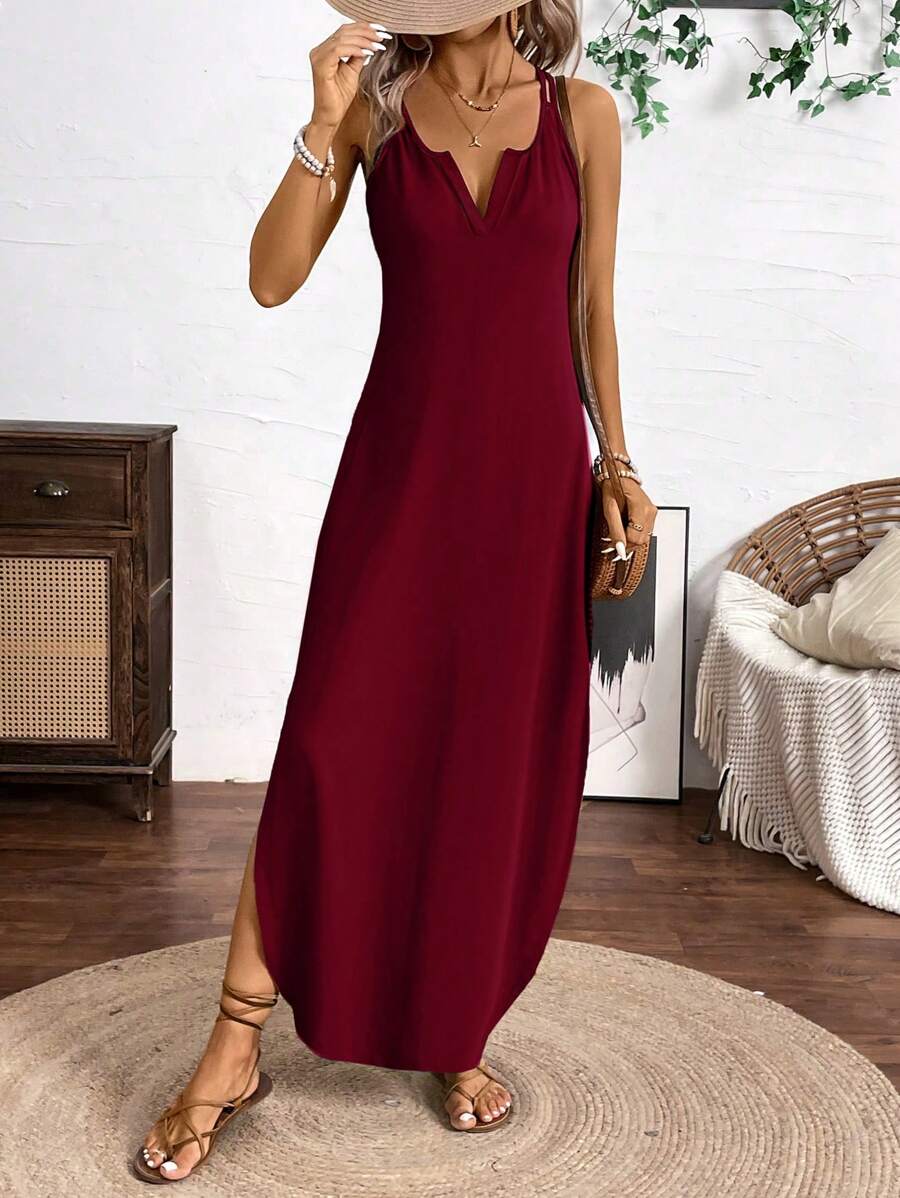 Breezaya Vertical Striped Multi-Colored Spaghetti Strap Dress Maxi Women Outfit