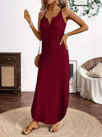 Breezaya Vertical Striped Multi-Colored Spaghetti Strap Dress Maxi Women Outfit