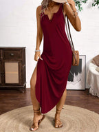 Breezaya Vertical Striped Multi-Colored Spaghetti Strap Dress Maxi Women Outfit