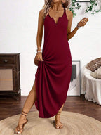 Breezaya Vertical Striped Multi-Colored Spaghetti Strap Dress Maxi Women Outfit