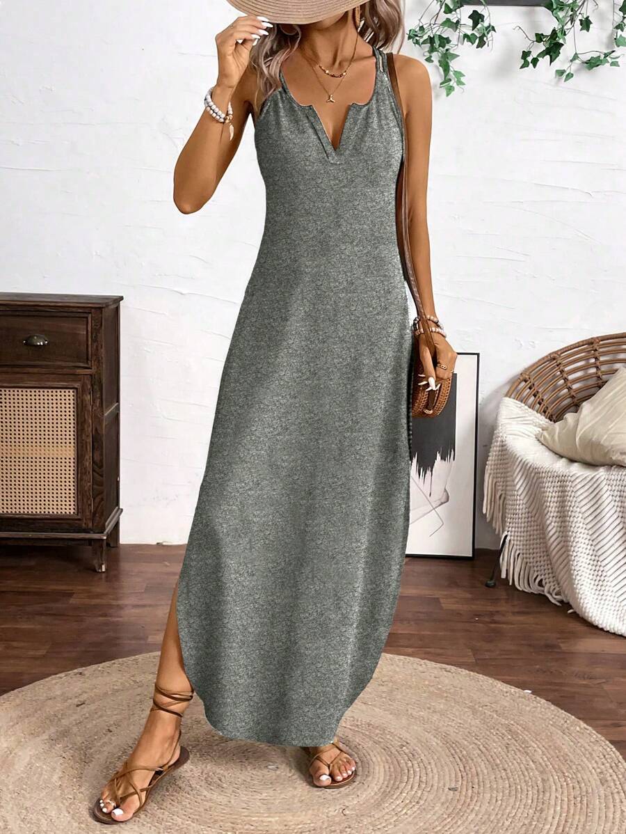 Breezaya Vertical Striped Multi-Colored Spaghetti Strap Dress Maxi Women Outfit