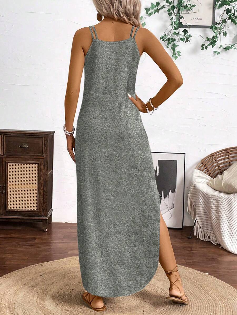 Breezaya Vertical Striped Multi-Colored Spaghetti Strap Dress Maxi Women Outfit