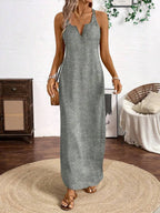 Breezaya Vertical Striped Multi-Colored Spaghetti Strap Dress Maxi Women Outfit