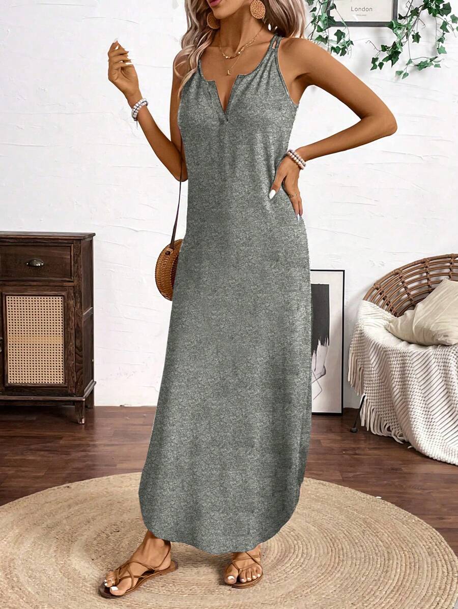 Breezaya Vertical Striped Multi-Colored Spaghetti Strap Dress Maxi Women Outfit