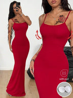 Coolane Women's Spring And Summer For Festival Coquette Daily Wear Going Out Date Night Stretchy Long Dress, Built-In Bra
