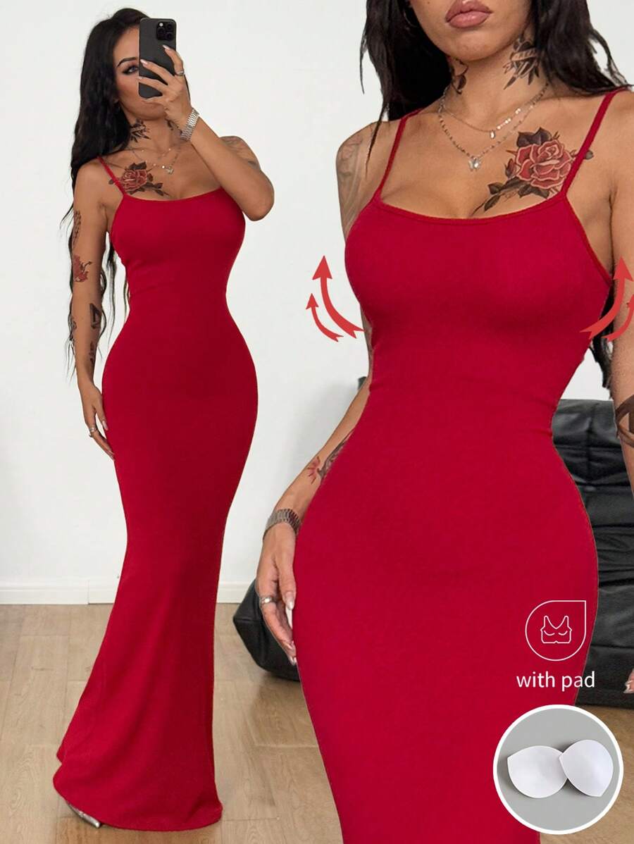 Coolane Women's Spring And Summer For Festival Coquette Daily Wear Going Out Date Night Stretchy Long Dress, Built-In Bra