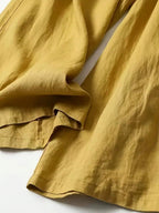 Women Solid Color Casual Front Pocket Decorated Wide Leg Pants