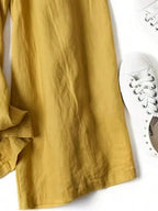 Women Solid Color Casual Front Pocket Decorated Wide Leg Pants