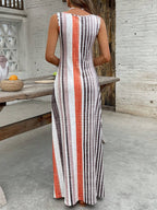 EMERY ROSE Women's Retro Striped Sleeveless Round Neck Dress
