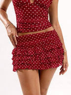 SHEIN BAE Women's Fashionable Sexy Multi-Layer Ruffle Hem Mini Skirt, Summer,Valentine's Day,Valentine Outfits For Women