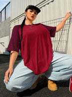 SHEIN EZwear Plus Size Summer Basic Casual Raglan Sleeve Short Sleeve Loose T-Shirt