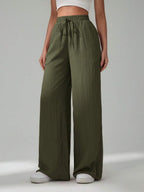 SHEIN Tall Women's Solid Color Belted Wide Leg Loose Casual Pants,Cargo Pants