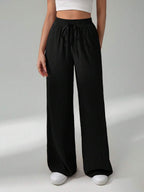 SHEIN Tall Women's Solid Color Belted Wide Leg Loose Casual Pants,Cargo Pants