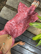 SHEIN Unity Paisley Print V-Neck Backless Tie-Up Button Design Maxi Dress