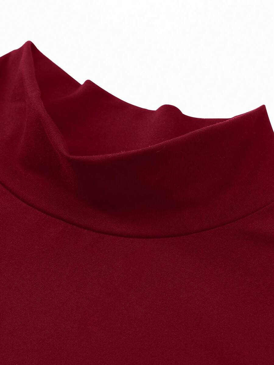 EARO Women's Long Slit Bodycon Dress, High-End Elegant Fashion Casual Versatile Layering Dress, TighRucheded Long Sleeve High Neck Knit Stretchy Mini Dress