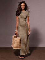 Athîral Women's Casual Striped Fitted Dress, Suitable For Vacation,Bodycon Dress
