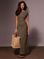 Athîral Women's Casual Striped Fitted Dress, Suitable For Vacation,Bodycon Dress