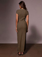 Athîral Women's Casual Striped Fitted Dress, Suitable For Vacation,Bodycon Dress