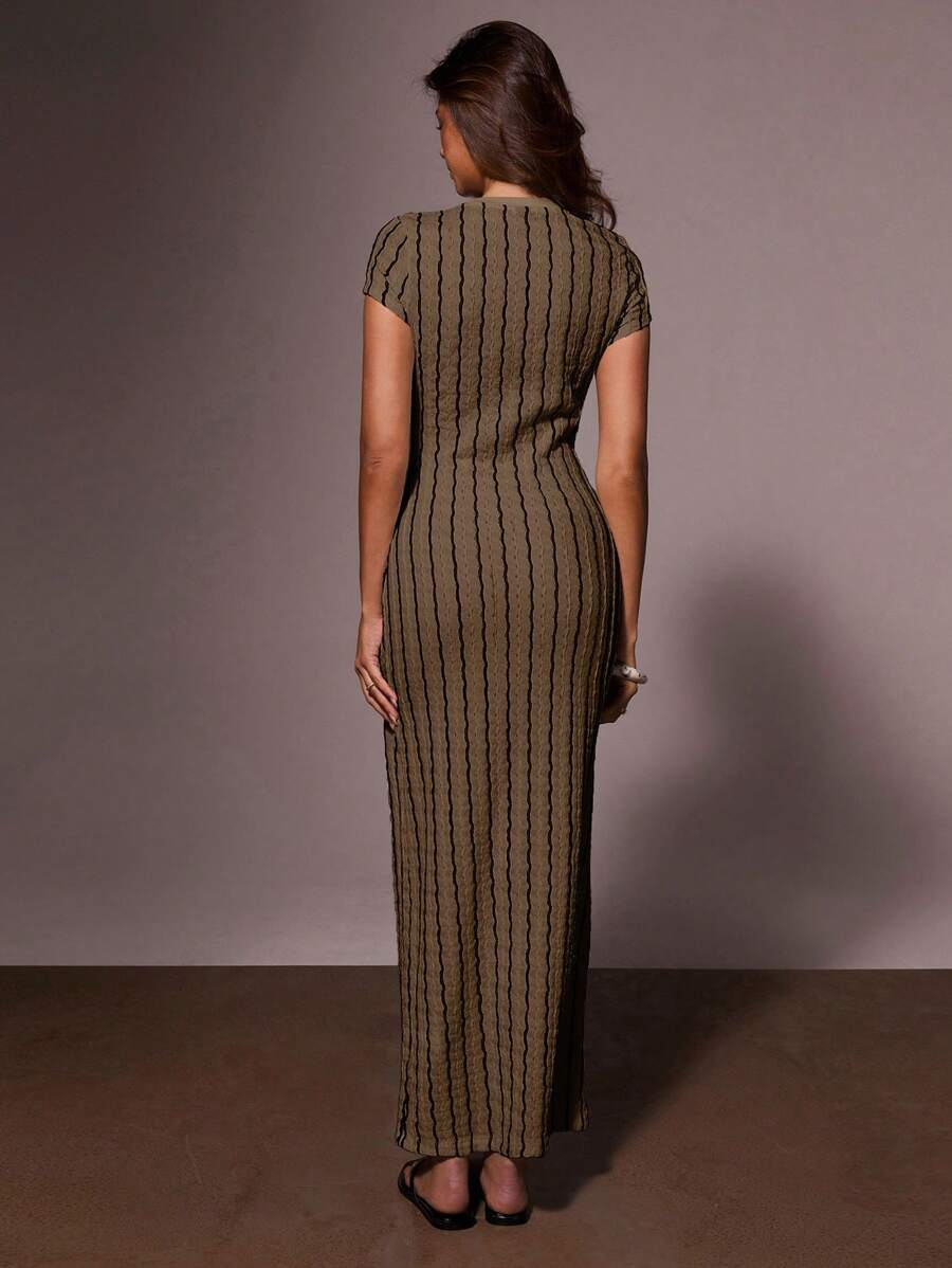 Athîral Women's Casual Striped Fitted Dress, Suitable For Vacation,Bodycon Dress