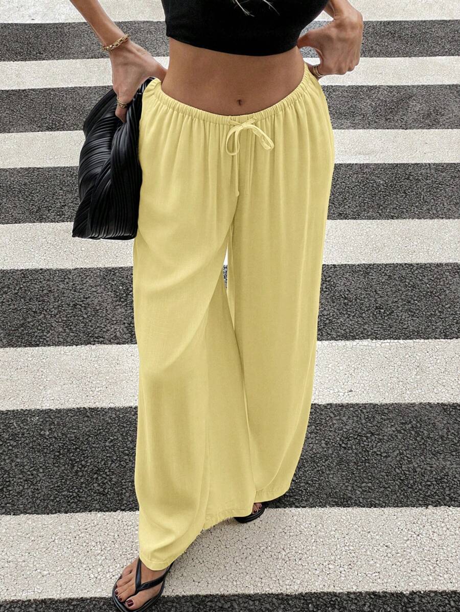 Siren Gaze Women Linen Low-Waist Straight Leg Casual Pants, Summer Holiday Style Business Casual Woman,Linen Pants Black