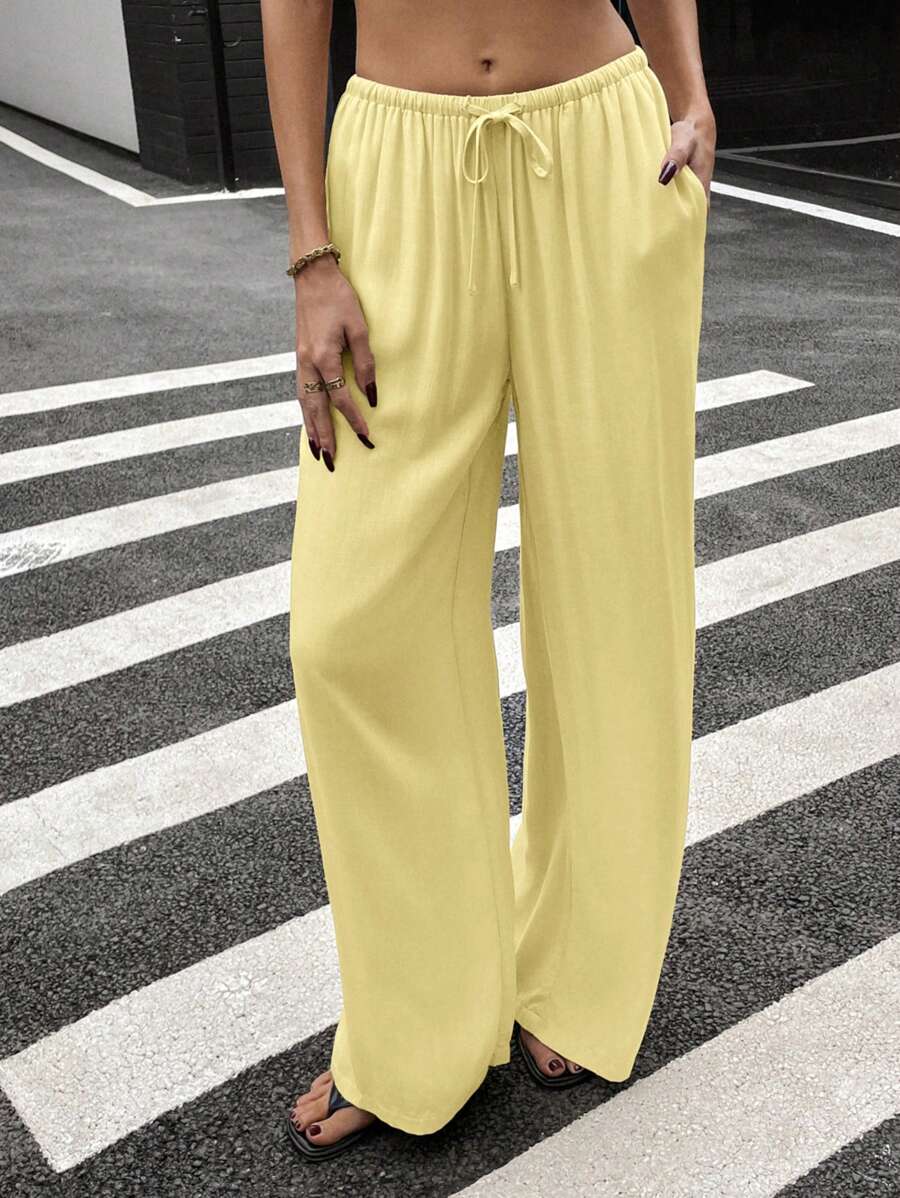 Siren Gaze Women Linen Low-Waist Straight Leg Casual Pants, Summer Holiday Style Business Casual Woman,Linen Pants Black