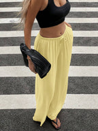 Siren Gaze Women Linen Low-Waist Straight Leg Casual Pants, Summer Holiday Style Business Casual Woman,Linen Pants Black