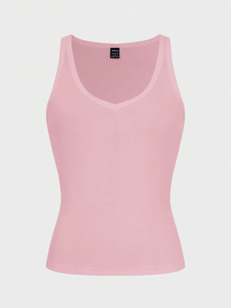 Chiquease Sexy Sleeveless Knitted Crop Top, Fitted Sports Camisole