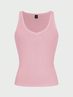 Chiquease Sexy Sleeveless Knitted Crop Top, Fitted Sports Camisole