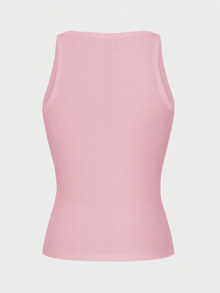 Chiquease Sexy Sleeveless Knitted Crop Top, Fitted Sports Camisole