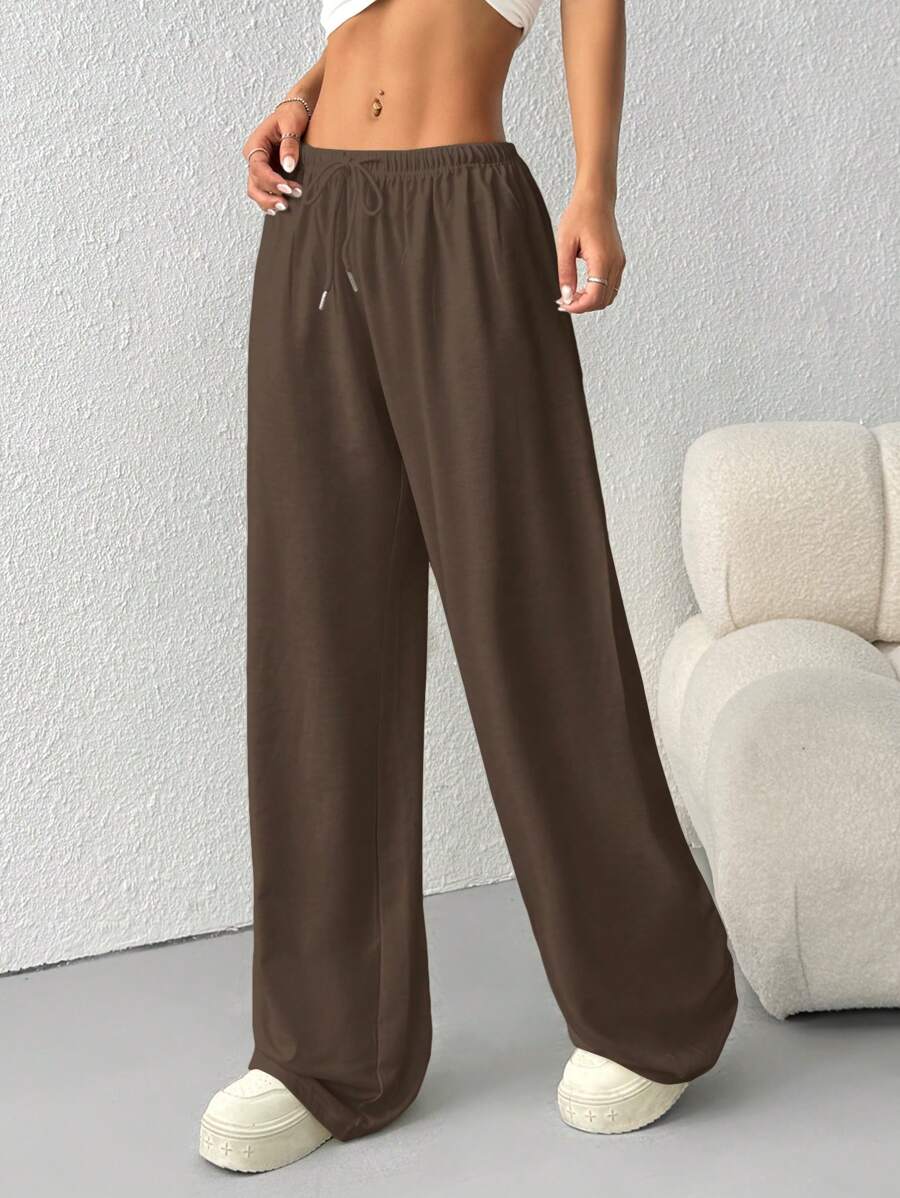 CovetEZ Women's Casual Loose Solid Color Drawstring Waist Sweatpants Wide Leg Sweatpants Graduation,Back To School Outfits,Graduation,Teacher Outfits For Women,Back To School