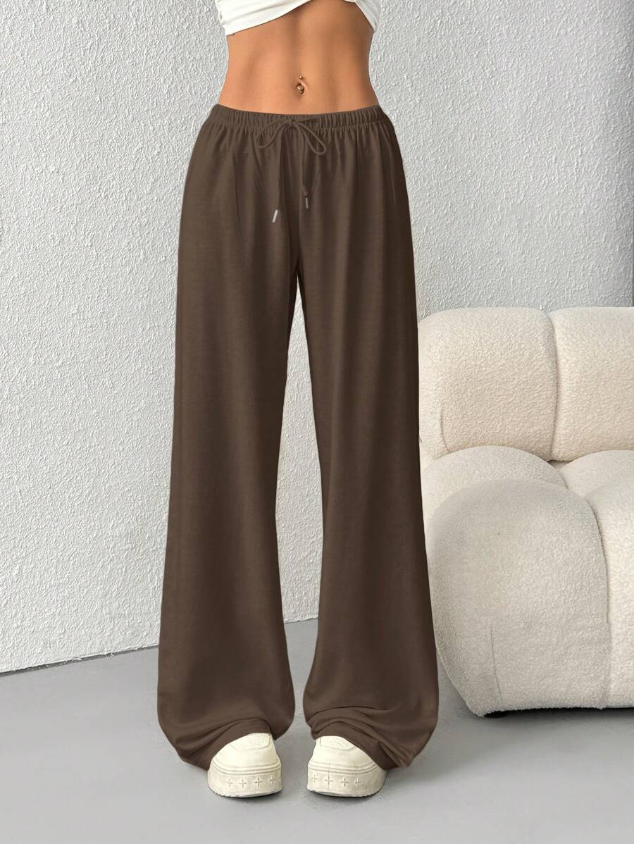 CovetEZ Women's Casual Loose Solid Color Drawstring Waist Sweatpants Wide Leg Sweatpants Graduation,Back To School Outfits,Graduation,Teacher Outfits For Women,Back To School