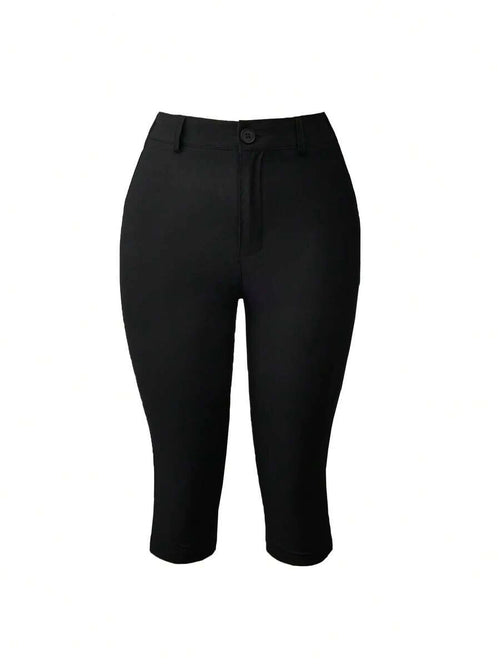 Apperloth A Apperloth Women's Lightweight 7/8 Pants, Elegant Black Skort, Stretchy Slit Hem, Slim Fit Leggings, 7/8 Pants, Skinny Pants, Button & Zipper Design, Suitable For Summer/Autumn Casual, Outing, And Date Wear