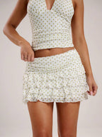 SHEIN BAE Women's Fashionable Sexy Multi-Layer Ruffle Hem Mini Skirt, Summer,Valentine's Day,Valentine Outfits For Women