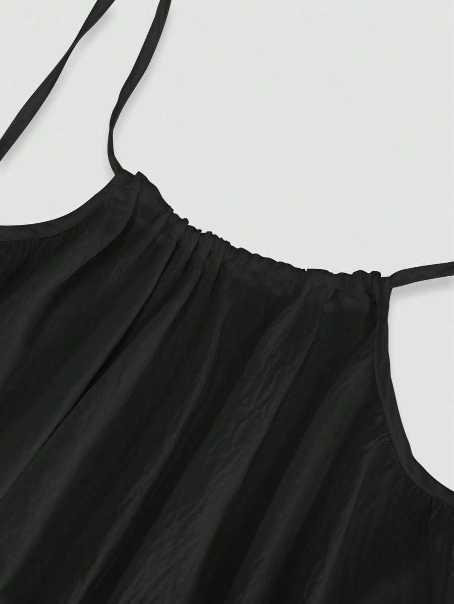 Cévolie Women's Solid Color Open Back Tie Loose Casual Maxi Slip Dress