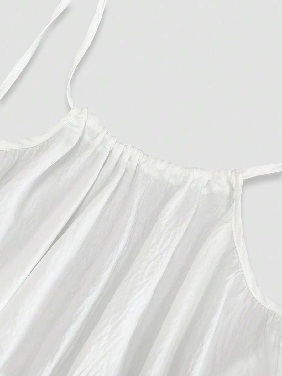 Cévolie Women's Solid Color Open Back Tie Loose Casual Maxi Slip Dress