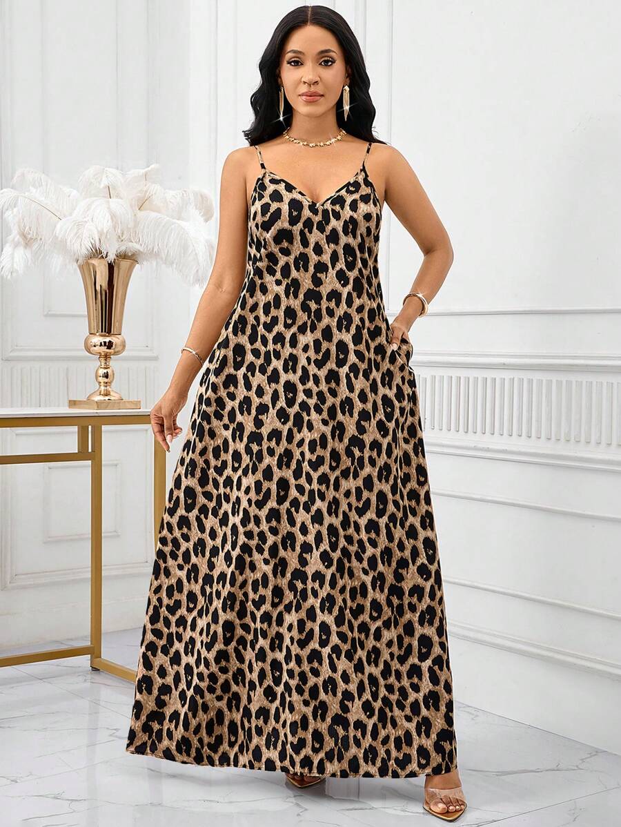 SHEIN Lady Leopard Print Women Maxi Dresses Women Lady Boho Backless Women Ladies Baggy Maxi Dress Women Dresses Loose Strapless Birthday&Event Dresses /Holiday Dresses Vacation Outfits Women Boho/Bohemia/Boho Women's Clothing Halter Top African Woman Clothing Women Dresses Summer Tropical Dresses For Women New Arrivals Women Dress Beach Dress Easter Dresses / Easter Dress Women / Easter Outfit Women Summer Dresses For Women