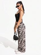 SHEIN ICON Women's Loose Fit Wide Leg Pockets Casual Versatile Jeans Pants