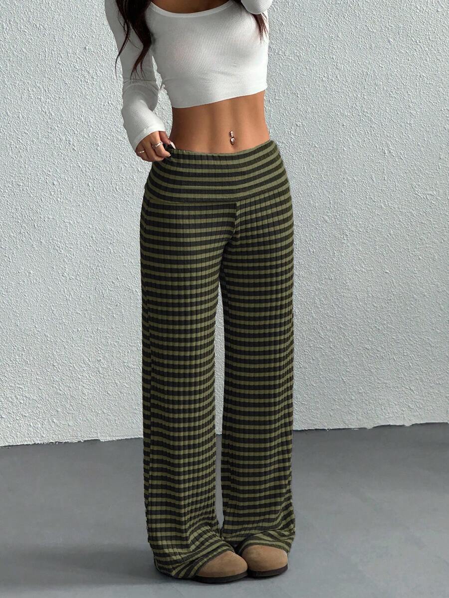 CovetEZ Women's Striped Straight Leg Loose Casual Versatile Pants Women Wide Leg Pants