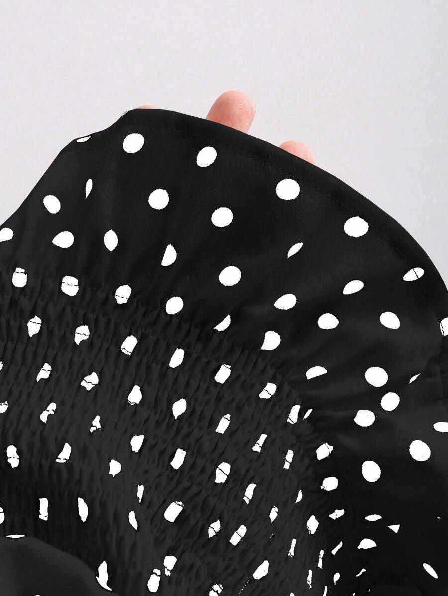 Sweetra Women's Elegant French Style Polka Dot Bow Shoulder Tie Waist Slim Fit Casual Versatile Tank Top, Spring/Summer