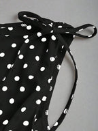 Sweetra Women's Elegant French Style Polka Dot Bow Shoulder Tie Waist Slim Fit Casual Versatile Tank Top, Spring/Summer