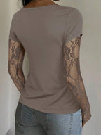 CovetEZ 95% Cotton Women's Black Lace Patchwork Long Sleeve Knitted Top – Bohemian Casual Summer Western Festival Island Girl Vintage Seaside Vacation Romantic Vacay Vibes Spring Break Cute Home Soft Girl Clean Girl Vacation Beach Cruise Boho Music Festival Concert Wedding Guest City Trip Holiday Wear Elegant Spring Summer