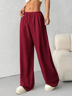 CovetEZ Women's Casual Loose Solid Color Drawstring Waist Sweatpants Wide Leg Sweatpants Graduation,Back To School Outfits,Graduation,Teacher Outfits For Women,Back To School