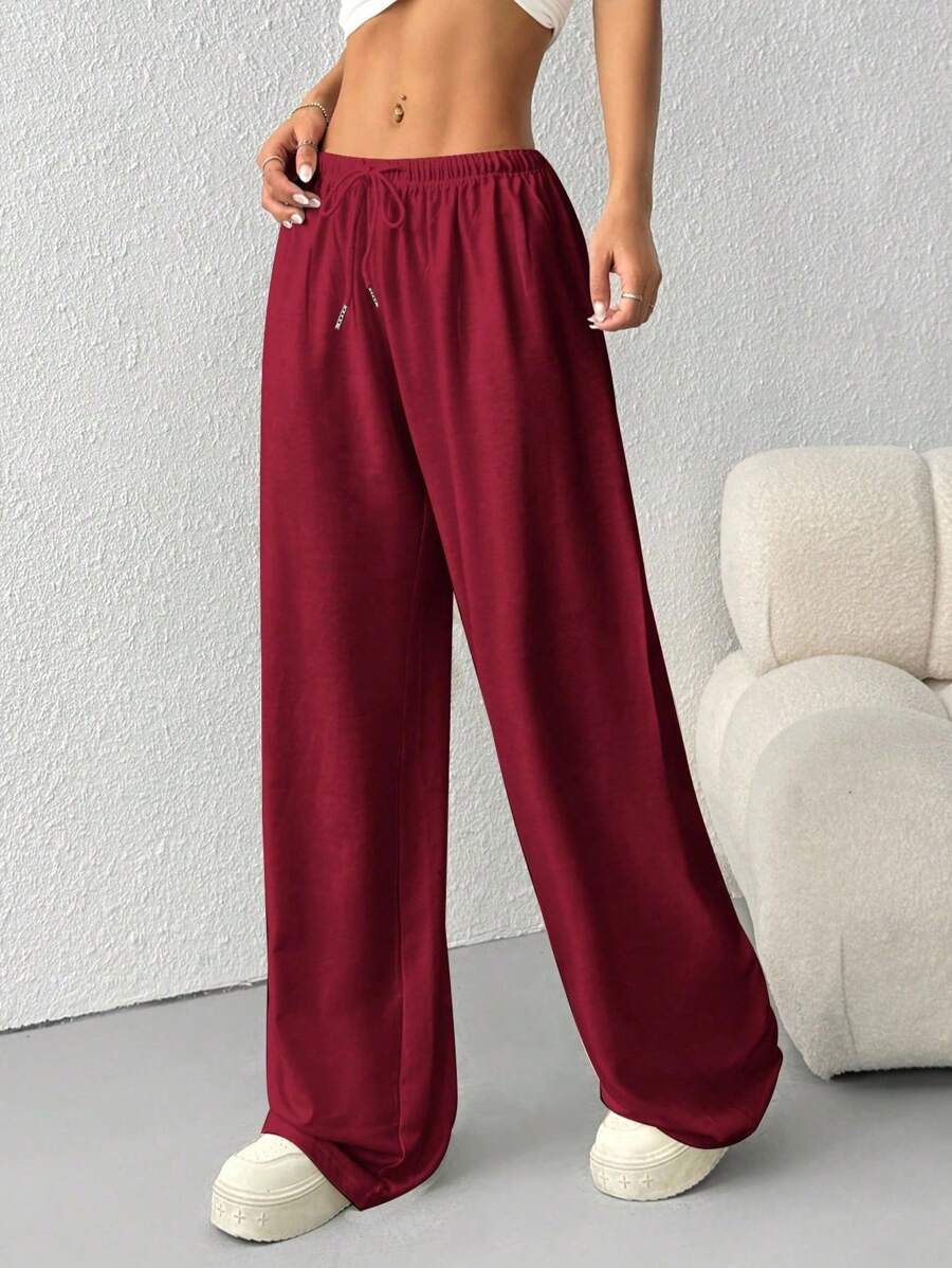 CovetEZ Women's Casual Loose Solid Color Drawstring Waist Sweatpants Wide Leg Sweatpants Graduation,Back To School Outfits,Graduation,Teacher Outfits For Women,Back To School