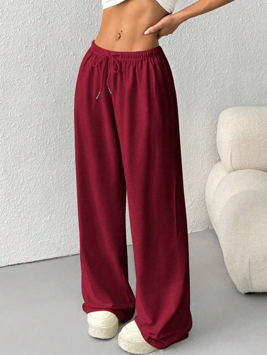 CovetEZ Women's Casual Loose Solid Color Drawstring Waist Sweatpants Wide Leg Sweatpants Graduation,Back To School Outfits,Graduation,Teacher Outfits For Women,Back To School