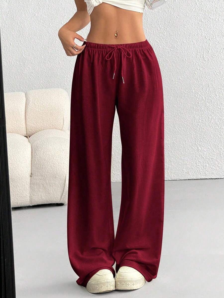 CovetEZ Women's Casual Loose Solid Color Drawstring Waist Sweatpants Wide Leg Sweatpants Graduation,Back To School Outfits,Graduation,Teacher Outfits For Women,Back To School